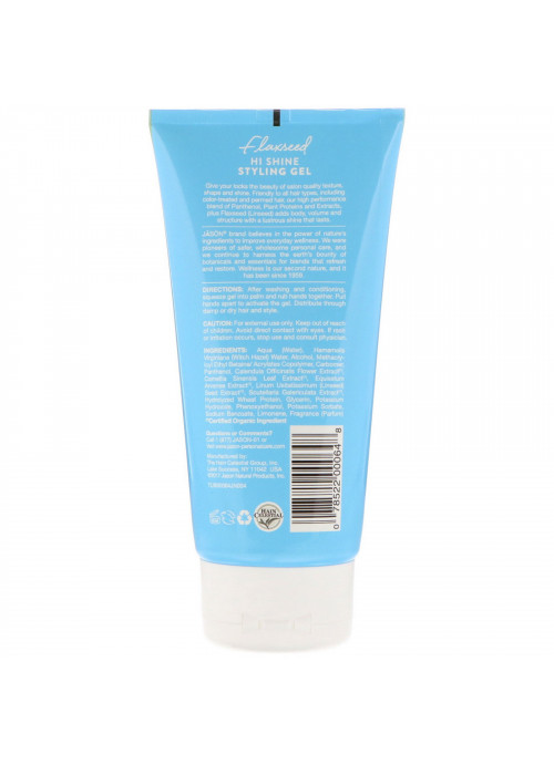 Jason Natural, Styling Gel, Flaxseed Hi Shine, 6 oz (170 g)
