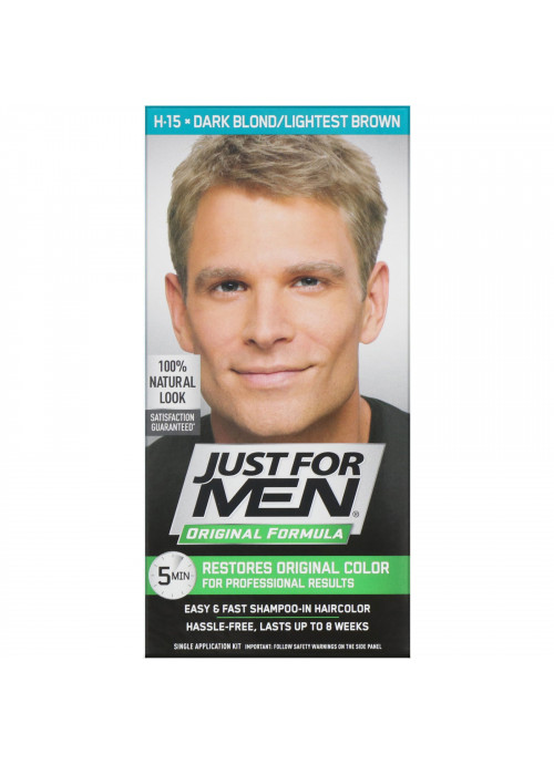 Just for Men, Original Formula Men's Hair Color, Dark Blond/Lightest Brown H-15, Single Application Kit