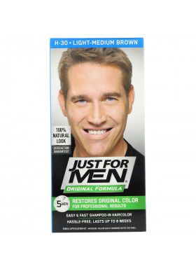 Just for Men, Original Formula Men's Hair Color, Light-Medium Brown H-30, Single Application Kit