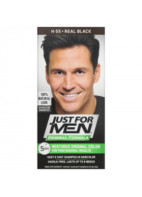 Just for Men, Original Formula Men's Hair Color, Real Black H-55, Single Application Kit