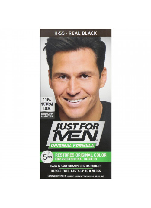 Just for Men, Original Formula Men's Hair Color, Real Black H-55, Single Application Kit
