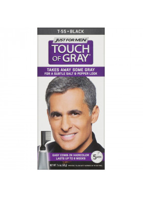 Just for Men, Touch of Gray, Comb-In Hair Color, Black T-55, 1.4 oz (40 g)