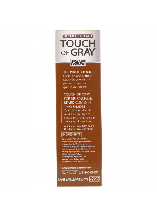 Just for Men, Touch of Gray, Mustache & Beard, Light & Medium Brown B-25/35, 1 Multiple Application Kit