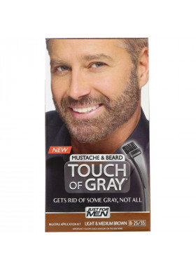 Just for Men, Touch of Gray, Mustache & Beard, Light & Medium Brown B-25/35, 1 Multiple Application Kit