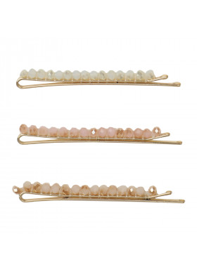 Kitsch, Beaded Bobby Pins, Blush/Mauve, 3 Pieces
