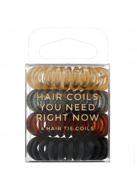 Kitsch, Hair Coils, Brunette, 4 Pieces