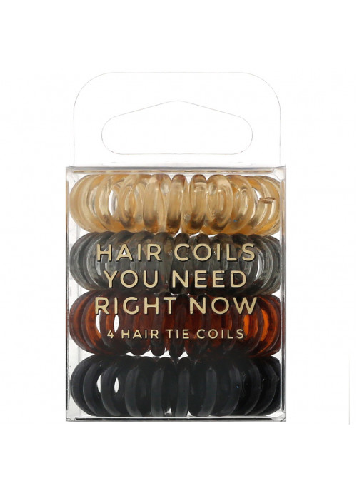 Kitsch, Hair Coils, Brunette, 4 Pieces