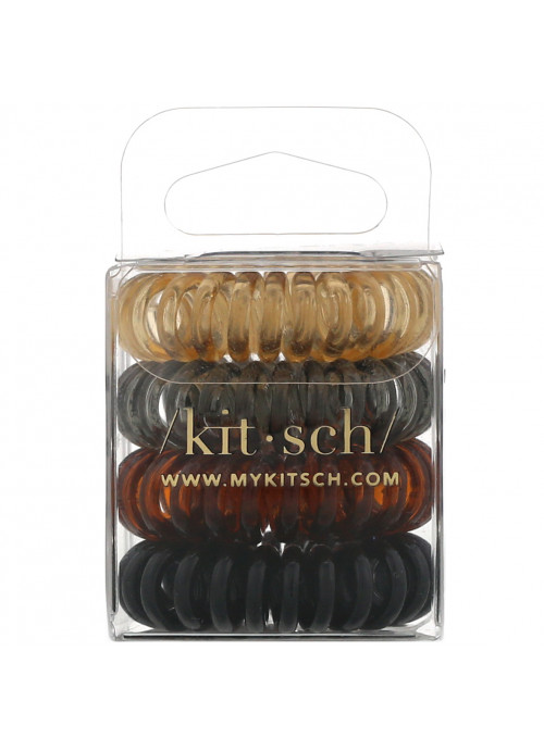 Kitsch, Hair Coils, Brunette, 4 Pieces