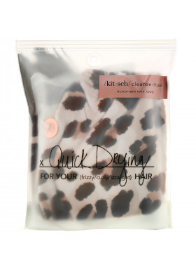 Kitsch, Quick Drying, Microfiber Hair Towel, Leopard, 1 Piece