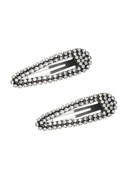 Kitsch, Rhinestone Snap Clips, Hematite, 2 Pieces