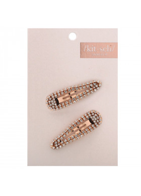 Kitsch, Rhinestone Snap Clips, Rose Gold, 2 Pieces