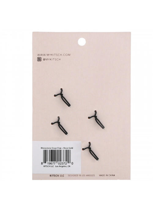 Kitsch, Rhinestone Snap Clips, Rose Gold, 2 Pieces