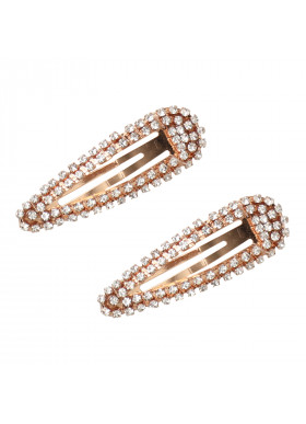 Kitsch, Rhinestone Snap Clips, Rose Gold, 2 Pieces