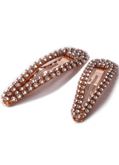 Kitsch, Rhinestone Snap Clips, Rose Gold, 2 Pieces
