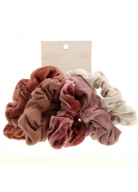 Kitsch, Velvet Scrunchies, Blush/Mauve, 5 Count