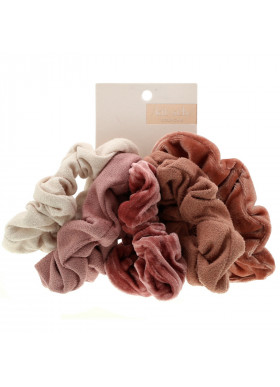Kitsch, Velvet Scrunchies, Blush/Mauve, 5 Count