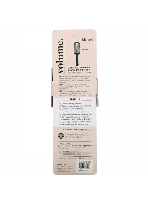 Kitsch, Volume, Ceramic Round Blow Dry Brush, Black, 1 Brush