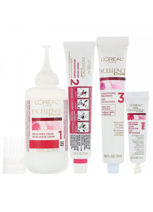 L'Oreal, Excellence Creme, Triple Protection Color,  4 Dark Brown , 1 Application