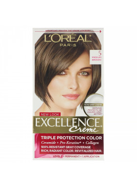 L'Oreal, Excellence Creme, Triple Protection Color, 5 Medium Brown , 1 Application