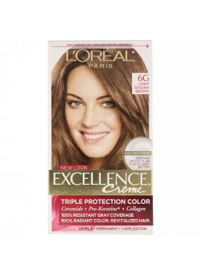 L'Oreal, Excellence Creme, Triple Protection Color, 6G Light Golden Brown, 1 Application