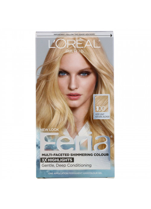 L'Oreal, Feria, Multi-Faceted Shimmering Color, 100 Very Light Natural Blonde, 1 Application