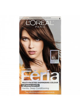L'Oreal, Feria, Multi-Faceted Shimmering Color,  45 Deep Bronzed Brown, 1 Application