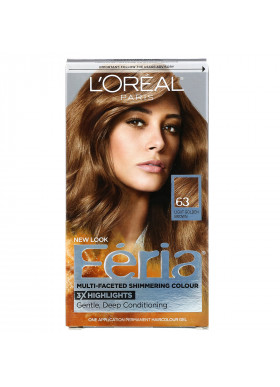 L'Oreal, Feria, Multi-Faceted Shimmering Color, 63 Light Golden Brown, 1 Application