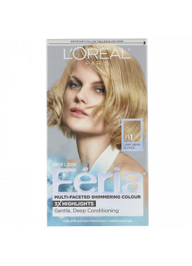 L'Oreal, Feria, Multi-Faceted Shimmering Color, 91 Light Beige Blonde, 1 Application