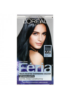 L'Oreal, Feria, Multi-Faceted Shimmering Color,  M31 Cool Soft Black, 1 Application