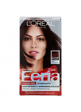 L'Oreal, Feria, Power Red, R37 Deep Burgundy , 1 Application