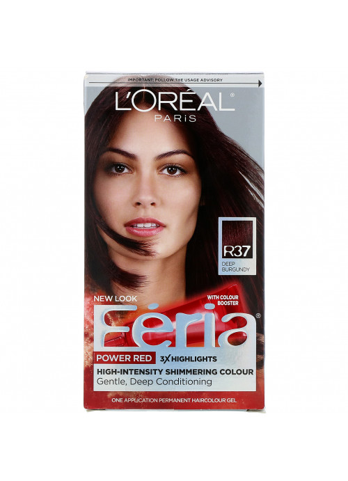 L'Oreal, Feria, Power Red, R37 Deep Burgundy , 1 Application