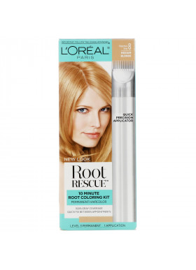 L'Oreal, Root Rescue, 10 Minute Root Coloring Kit, 8 Medium Blonde, 1 Application