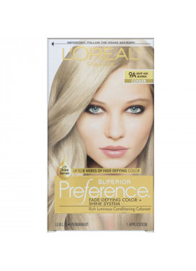 L'Oreal, Superior Preference, Fade-Defying Color + Shine System, Cooler. Light Ash Blonde 9A, 1 Application