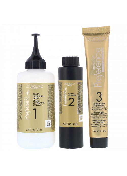 L'Oreal, Superior Preference, Fade-Defying Color + Shine System,  Warm, 4M Dark Mahogany Brown, 1 Application