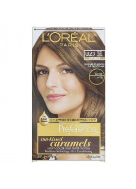L'Oreal, Superior Preference, Hi-Lift Color + Shine System,  Warmer, UL63 Hi-Lift Gold Brown, 1 Application