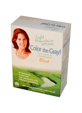 Light Mountain, Color the Gray! Natural Hair Color & Conditioner, Black, 7 oz (198 g)
