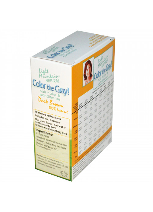 Light Mountain, Color the Gray!, Natural Hair Color & Conditioner, Dark Brown, 7 oz (197 gm)