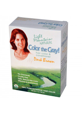 Light Mountain, Color the Gray!, Natural Hair Color & Conditioner, Dark Brown, 7 oz (197 gm)