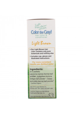 Light Mountain, Color the Gray! Natural Hair Color & Conditioner, Light Brown, 7 oz (198 g)