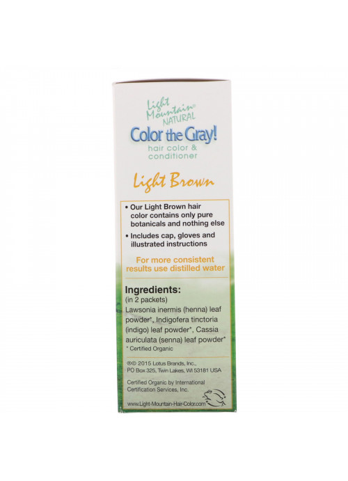 Light Mountain, Color the Gray! Natural Hair Color & Conditioner, Light Brown, 7 oz (198 g)