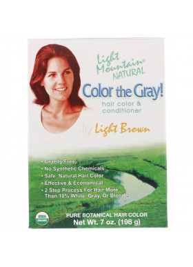 Light Mountain, Color the Gray! Natural Hair Color & Conditioner, Light Brown, 7 oz (198 g)