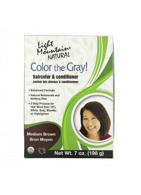 Light Mountain, Color the Gray! Natural Haircolor & Conditioner, Medium Brown, 7 oz (198 g)