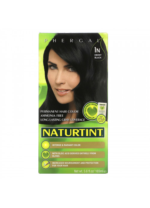 Naturtint, Permanent Hair Color, 1N Ebony Black, 5.6 fl oz (165 ml)