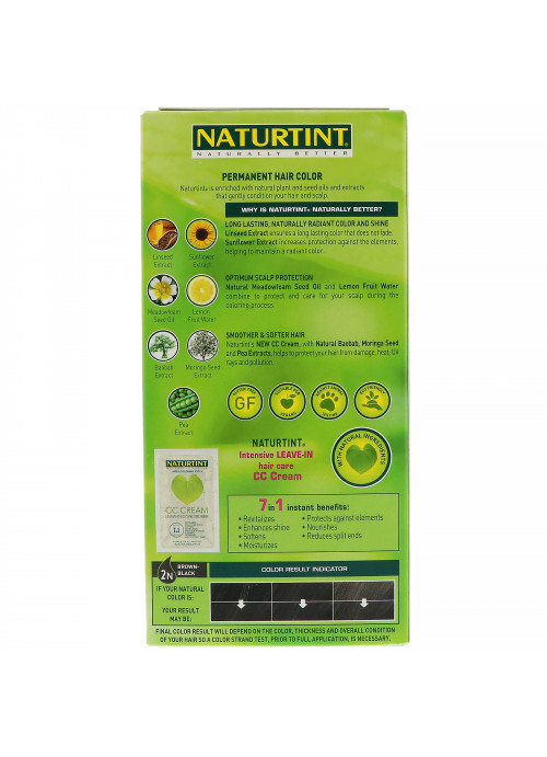 Naturtint, Permanent Hair Color, 2N Brown-Black, 5.6 fl oz (165 ml)