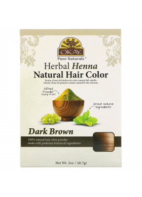 Okay Pure Naturals, Herbal Henna Natural Hair Color, Dark Brown, 2 oz (56.7 g)