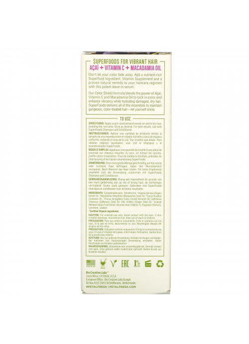 Petal Fresh, SuperFoods, Color Shield Hair Serum, Acai, Vitamin C & Macadamia Oil, 2 fl oz (60 ml)