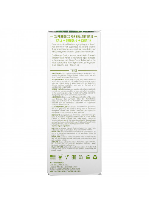 Petal Fresh, SuperFoods, Damage Control Hair Serum, Kale, Omega 3 & Keratin, 2 fl oz (60 ml)