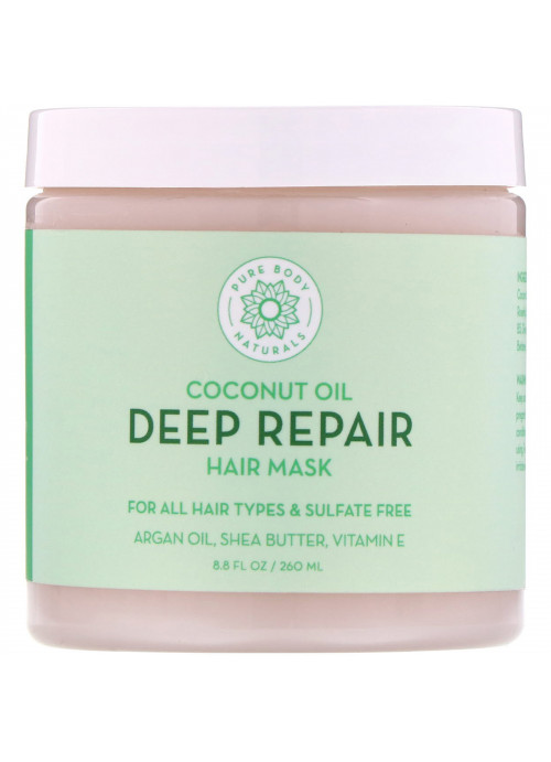 Pure Body Naturals, Coconut Oil, Deep Repair Hair Mask, 8.8 fl oz (260 ml)