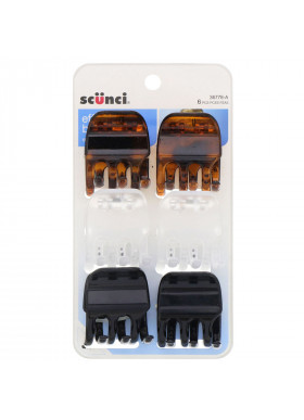 Scunci, Effortless Beauty, Chunky Jaw Clips, Assorted Colors, 6 Pieces