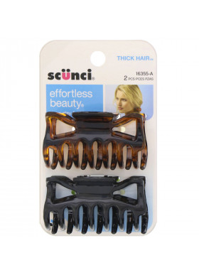 Scunci, Effortless Beauty, Jaw Clips for Thick Hair, 2 Pieces